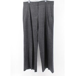 Theory Women's Wool Blend Wide Leg Dress Pants Charcoal Gray Size 4 Career Work